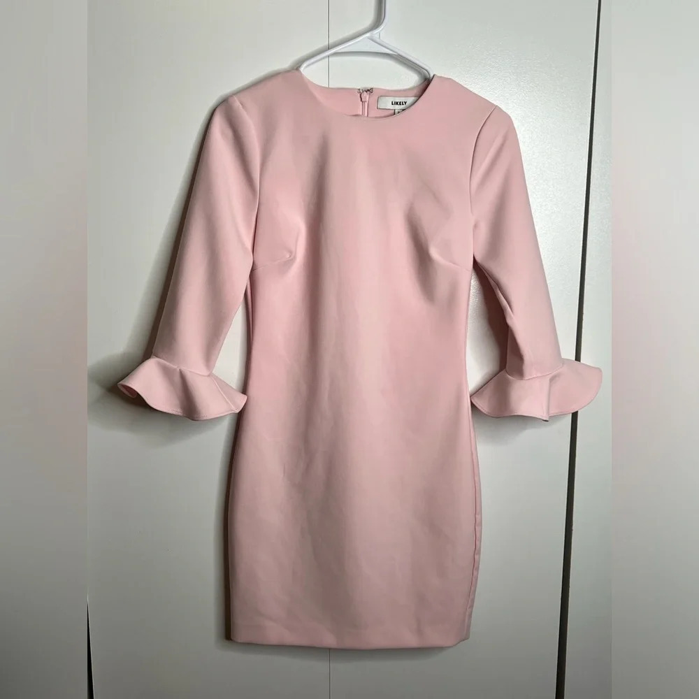 Likely - Bedford Rose Shadow Flutter Sleeve Pink Dress - size 2 - Picture 2 of 8